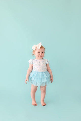 Bamboo Ruffled Cap Sleeve Tulle Skirt Bodysuit - Charlotte Anne (Floral and Horse) Baby One-Pieces