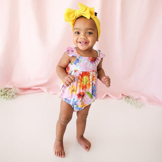 Bamboo Ruffled Capsleeve Bubble Romper - Kaileigh Baby One-Pieces