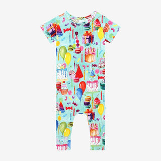 Bamboo Short Sleeve Basic Romper - Happy Birthday Baby One-Pieces