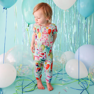 Posh Peanut Short Sleeve Basic Romper - Happy Birthday