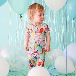 Posh Peanut Short Sleeve Basic Romper - Happy Birthday