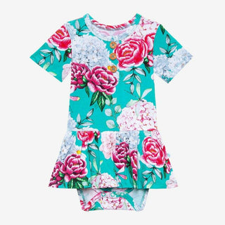 Bamboo Short Sleeve Henley with Twirl Skirt Bodysuit - Eloise (Floral) Baby One-Pieces