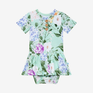 Bamboo Short Sleeve Henley with Twirl Skirt Bodysuit - Erin (Floral) Baby One-Pieces