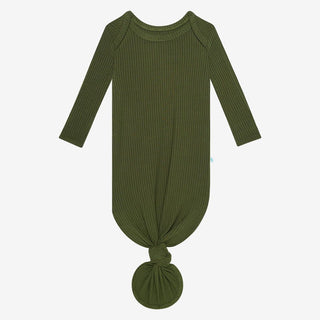 Solid Bamboo Knotted Gown - Pine Ribbed Baby & Toddler Sleepwear