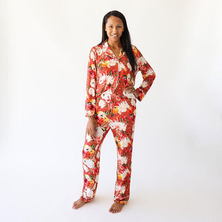 Women's Bamboo Long Sleeve & Relaxed Long Pajama Pants Set, Leonora (Floral) Pajamas