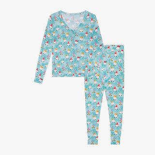 Posh Peanut Womens Long Sleeve Pajama Set, Gnomey - PRE-SALE | These Sleepies provide comfort and delightful designs for joyful bedtimes.