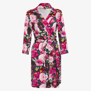 Women's Bamboo Maternity Robe with Pockets, Zelda (Floral) Robes