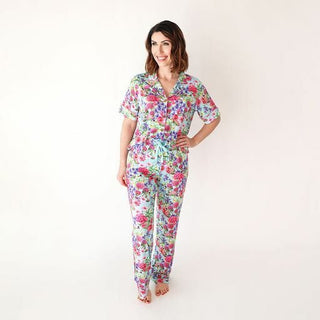 Women's Bamboo Short Sleeve & Relaxed Long Pajama Pants Set - Hadley (Floral) Pajamas