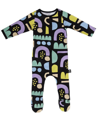 Infant Rag Romper with Footies, Abstract Rainbow - Black Baby & Toddler Sleepwear