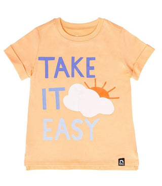 Short Rolled Sleeve Kids Tee Shirt, Take It Easy - Peach Baby & Toddler Tops