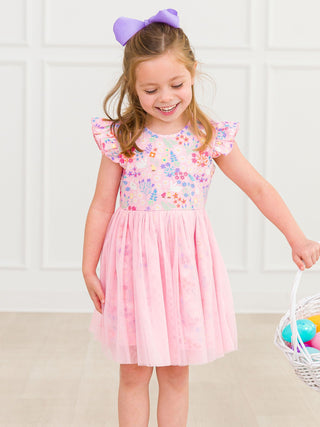 Cotton Flutter Sleeve Tulle Twirl Dress - Bunny and Friends