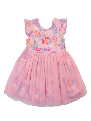 Cotton Flutter Sleeve Tulle Twirl Dress - Bunny and Friends