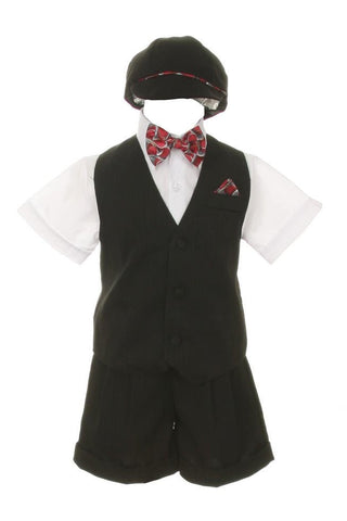 Boy's Suit Outfit Set with Shorts & Bowtie - Black & White Baby & Toddler Outfits