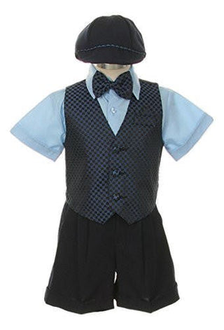 Boy's Suit Outfit Set with Shorts & Bowtie - Sky Blue & Navy Baby & Toddler Outfits