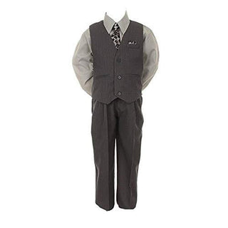 Boy's Suit Outfit Set with Tie - Grey & Silver Baby & Toddler Outfits