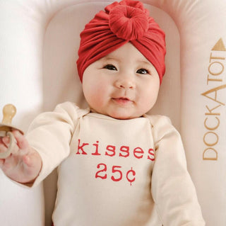 Long Sleeve Bodysuit, Kisses - Natural Baby One-Pieces