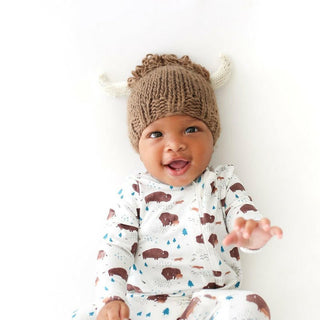 Billy Buffalo Hand Knit Hat - Brown & White Baby & Toddler Hats