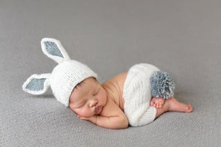 Boy's Bailey Bunny Hand Knit Newborn Outfit Set - White and Grey Baby -  Toddler Outfits