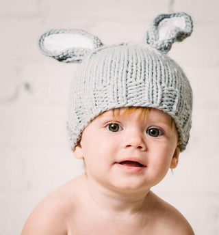 Bailey Bunny Hand Knit Hat - Grey and White Baby and Toddler Hats