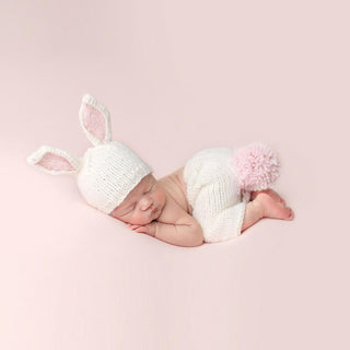 Girl's Bailey Bunny Hand Knit Newborn Outfit Set - White & Pink Baby & Toddler Outfits