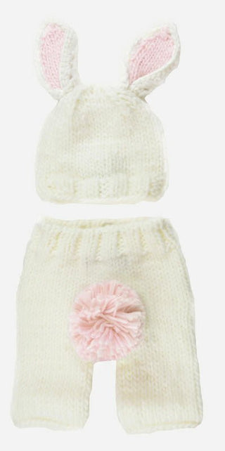 Girl's Bailey Bunny Hand Knit Newborn Outfit Set - White & Pink Baby & Toddler Outfits