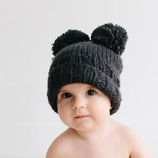 Paxton Double Pom Hand Knit Hat - Black Baby & Toddler Hats