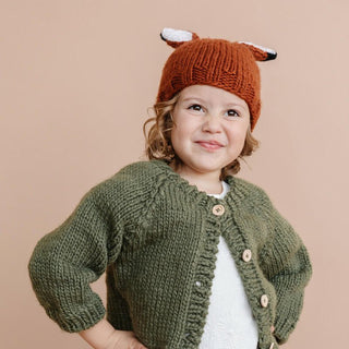 Rusty Fox Hand Knit Hat - Cinnamon & White The Blueberry Hill