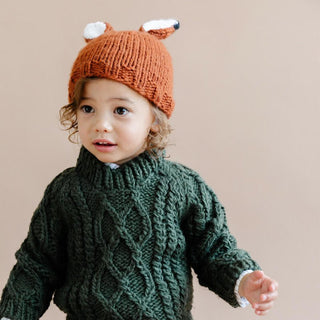 Rusty Fox Hand Knit Hat - Cinnamon & White The Blueberry Hill