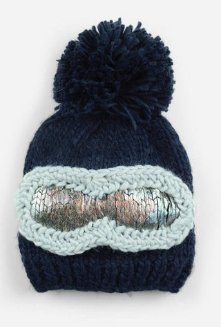 Ski Goggles Hand Knit Beanie Hat - Navy Baby & Toddler Hats