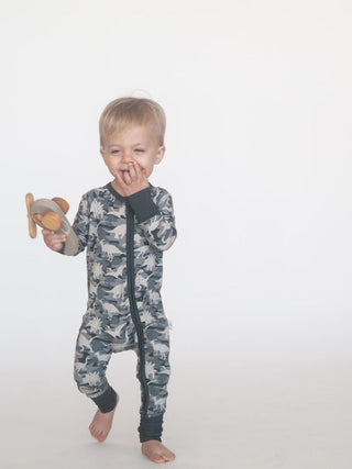 Bamboo Convertible Footie Romper - Camo Dinos Baby & Toddler Sleepwear