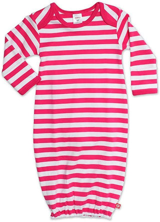 Girl's Layette Gown - Fuchsia Stripe Zutano