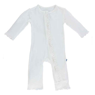 Girl's Solid Classic Ruffle Coverall with 2-Way Zipper - Natural Baby & Toddler Sleepwear