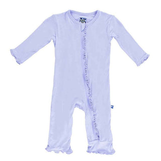 Girl's Solid Muffin Ruffle Coverall with 2-Way Zipper - Lilac Baby & Toddler Sleepwear