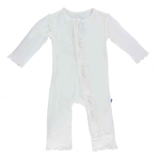 Girl's Solid Muffin Ruffle Coverall with 2-Way Zipper - Natural Baby & Toddler Sleepwear