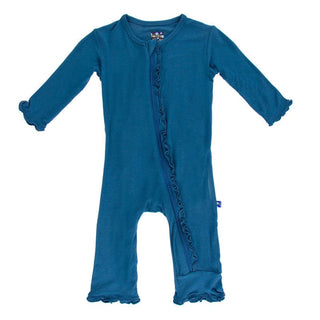 Girl's Solid Muffin Ruffle Coverall with 2-Way Zipper - Twilight Baby & Toddler Sleepwear