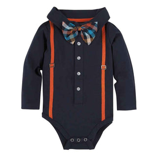 Navy with Orange Suspenders Shirtzie Baby & Toddler Tops