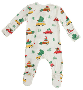 Boy's Footie with Zipper - Trees On Cars Baby & Toddler Sleepwear