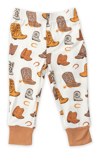 Boy's Short Sleeve Lounge Wear Pajama Set - Cowboy Boots Baby & Toddler Sleepwear