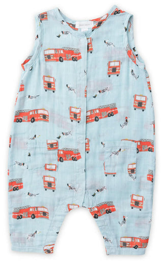 Boy's Sleeveless Shortie Romper - Fire Truck & Dalmatians Baby One-Pieces