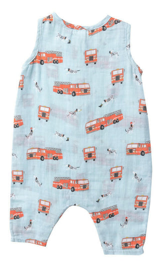 Boy's Sleeveless Shortie Romper - Fire Truck & Dalmatians Baby One-Pieces