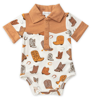 Boy's Yoke Bodysuit - Cowboy Boots Baby One-Pieces