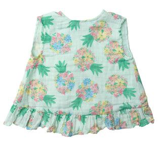 Girl's Crossover Ruffle Back Top & Bloomer Outfit Set - Pretty Pineapples Baby & Toddler Outfits