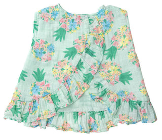 Girl's Crossover Ruffle Back Top & Bloomer Outfit Set - Pretty Pineapples Baby & Toddler Outfits