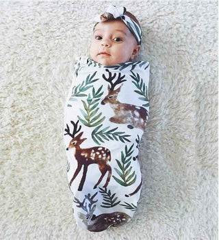 Swaddle Cocoon Sack and Headband - Deer Swaddling Blankets