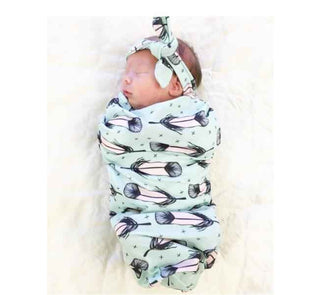 Swaddle Cocoon Sack and Headband - Feathers Swaddling Blankets