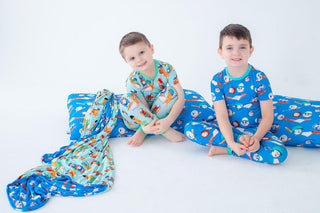 Baby Boys Nursery Blanket - Brice (Baseball Faces) & Sammy (Peanuts Baseball) Swaddling & Receiving Blankets