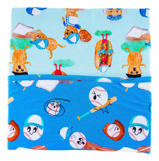 Baby Boys Nursery Blanket - Brice (Baseball Faces) & Sammy (Peanuts Baseball) Swaddling & Receiving Blankets