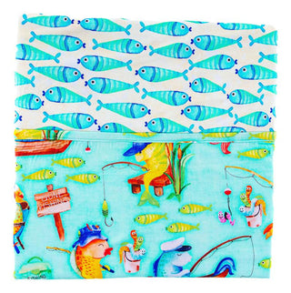 Baby Boys Nursery Blanket - Finley (Fishing Fish) & Brooks (Fish) Swaddling & Receiving Blankets