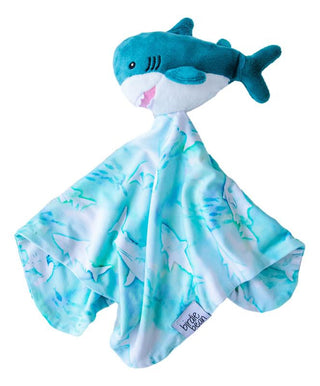 Baby Boys Plush Shark Lovey Blanket - Wade (Blue Tie Dye Ocean & Sharks) Swaddling & Receiving Blankets