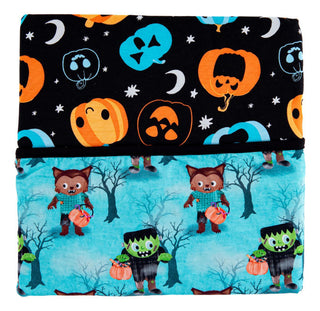 Baby Nursery Blanket - Jasper (Monsters and Werewolves) & Dex (Jack O'Lanterns) Glow-in-the-Dark Swaddling & Receiving Blankets